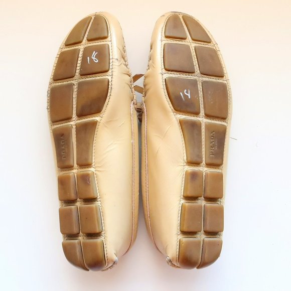 AUTHENTIC Prada Cream Leather Bow Detail Driving Loafers / Flat Slip On Shoes 7 - Picture 7 of 16